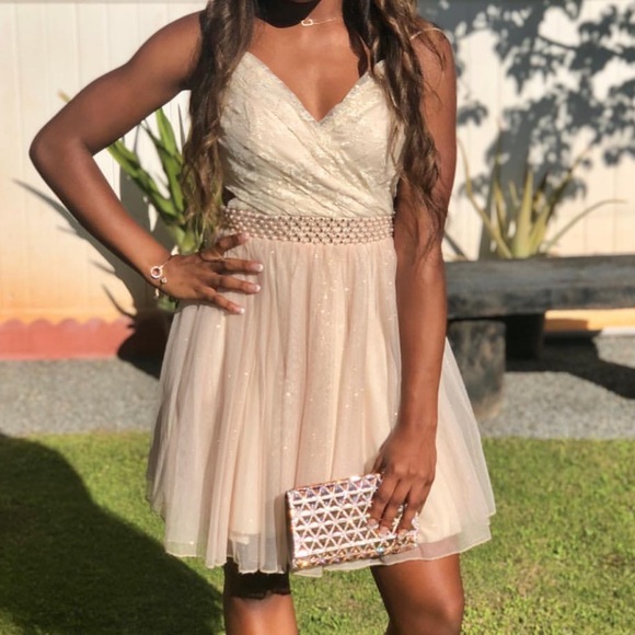 Cream Homecoming Dress - Picture 1 of 3